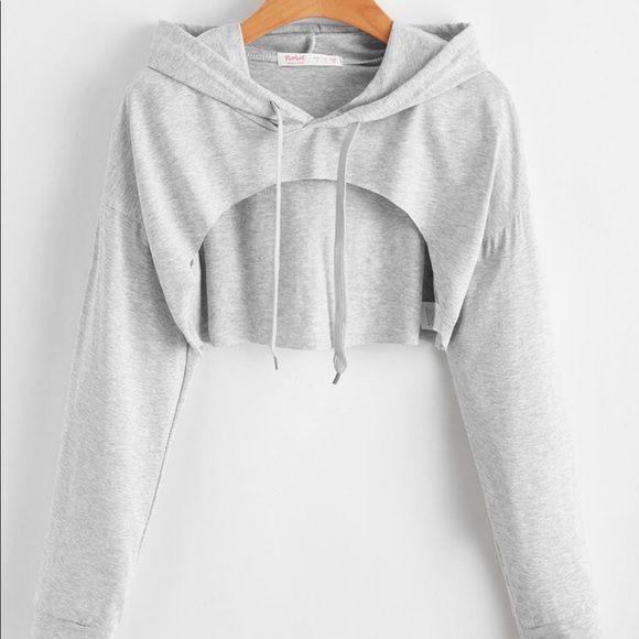 Grey crop hoodie cutout - Picture 1 of 4